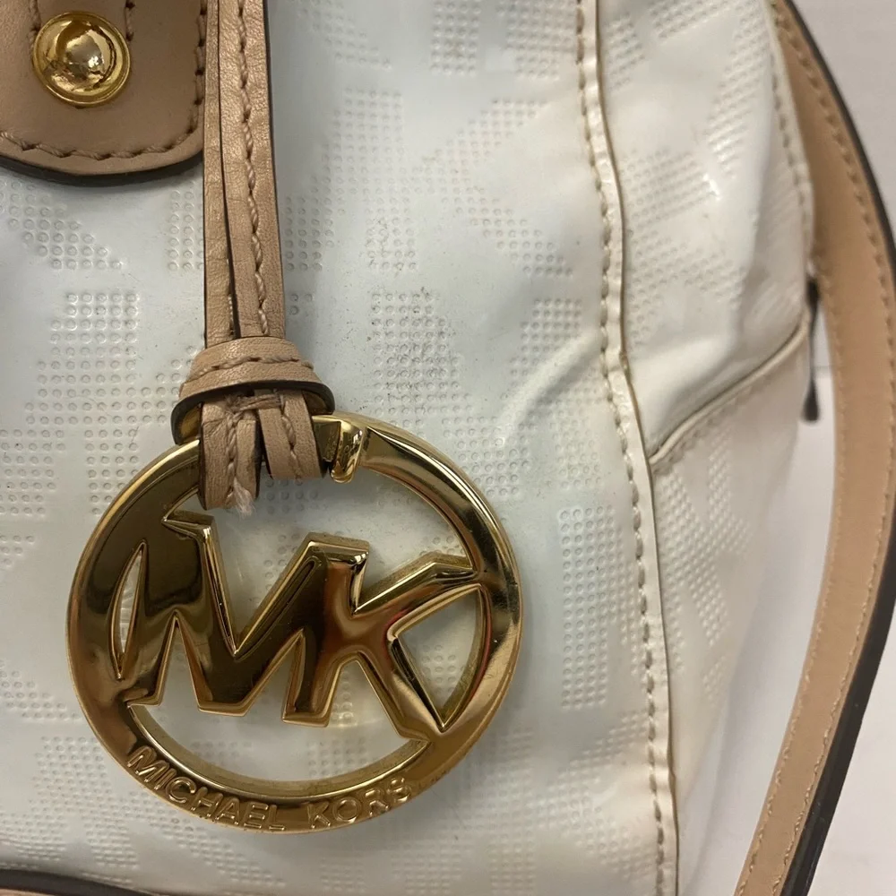 Michael Kors White and Tan Satchel